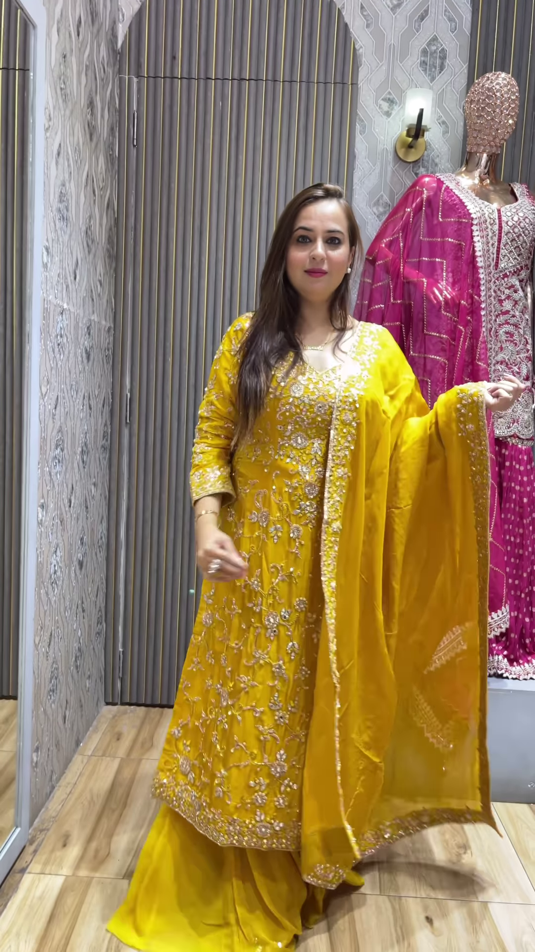 Women Yellow Ethnic Motifs Embroidered Gotta Patti Kurta with Sharara & Dupatta - Image 2