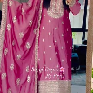 Ethnic Motifs Embroidered Zari Chanderi Cotton Kurta With Trousers & Dupatta