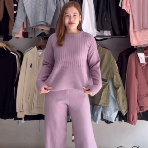 Self-Design Woollen Sweater & Palazzo Set – Elegant Winter Ensemble