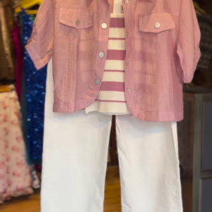 Pink Jacket & Striped Tee Co-ord Set – Trendy & Chic