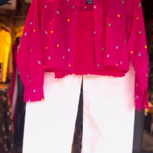 Hot Pink Embroidered Co-ord Set – Vibrant & Trendy