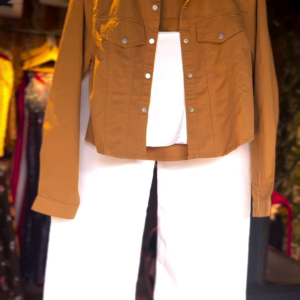 Mustard Brown Denim Jacket Co-ord Set – Chic & Versatile