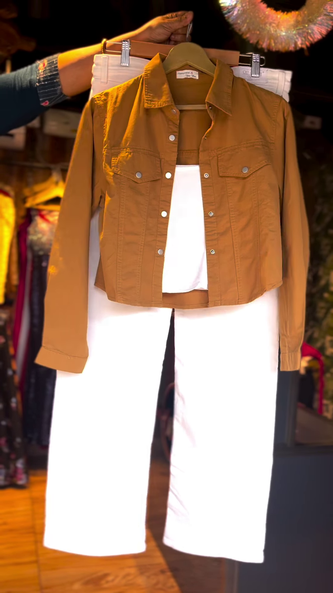 Mustard Brown Denim Jacket Co-ord Set – Chic & Versatile