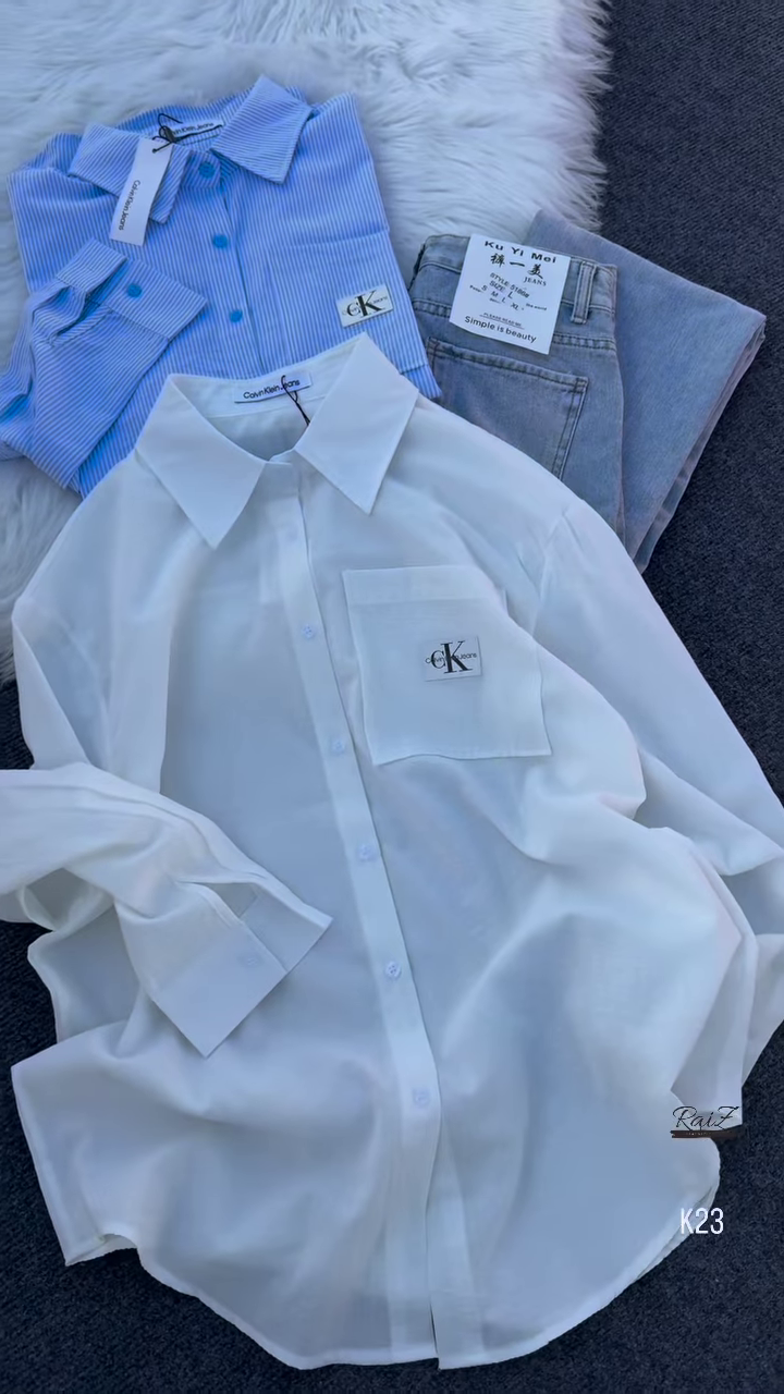 Classic Striped & Solid Button-Down Shirt – Effortlessly Chic - Image 3