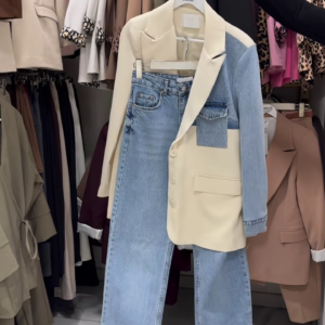 Trendy Denim & Blazer Co-Ord Set – A Chic Fusion of Style