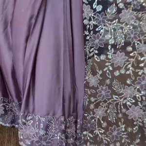 Ethereal Elegance: Lavender Embroidered Satin Saree