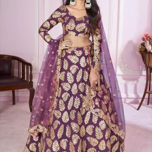 Georgette Lehenga Choli with Sequins & Zari Embroidery