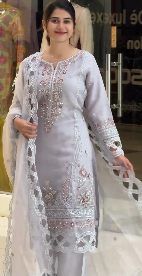 Women's Rayon Embroidered Kurta, Pant with Dupatta Set - Image 3