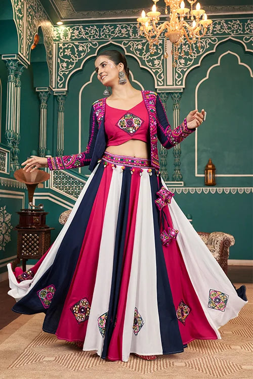 Navratri Special Multi Color Jacket Style Beautiful Chaniya Choli