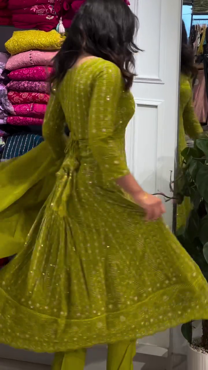 Cotton Anarkali Kurti with Heavy Kalidaar Embroidery, Embroidered Cotton Pant, Dupatta Set - Image 2