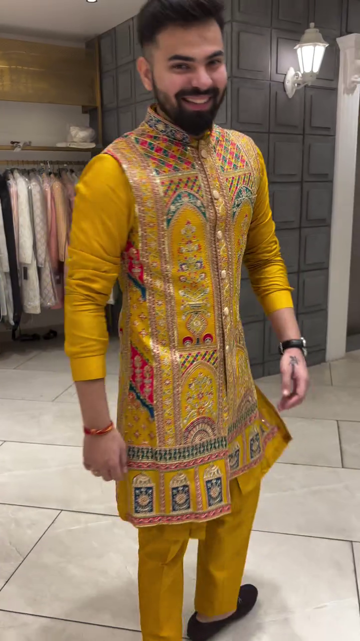 Elegant Men's Indo-Western Kurta Set with Vibrant Embroidery - Multiple Variants - Image 2