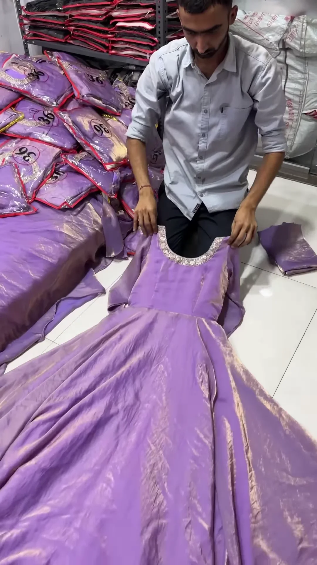 Elegant Sky-Blue Anarkali Gown – Embellished with Silver Detailing - Image 2