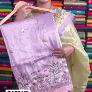 Elegant Embroidered Organza Saree – 4 Color Variants