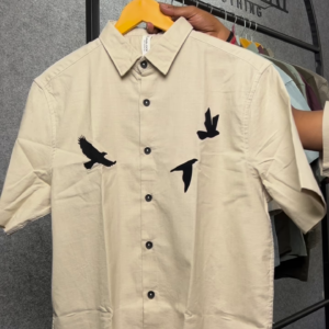 Casual Cotton Shirt – Unique Bird Embroidery