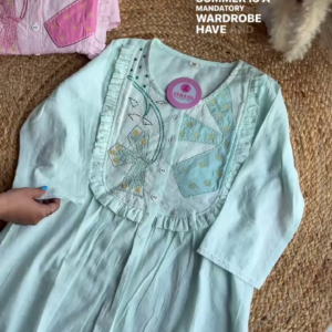 Elegant Organza Embroidered Suit in Pink & Pista – A Subtle Statement of Sophistication