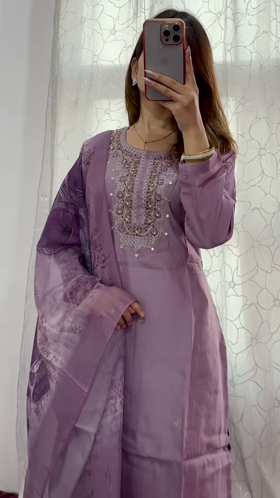 Lavender Luxe Embroidered Suit – Elegance in Every Thread - Image 2