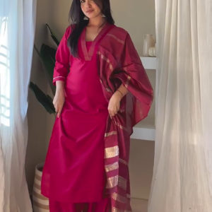 Elegant Magenta Kurta Salwar with Dupatta Set