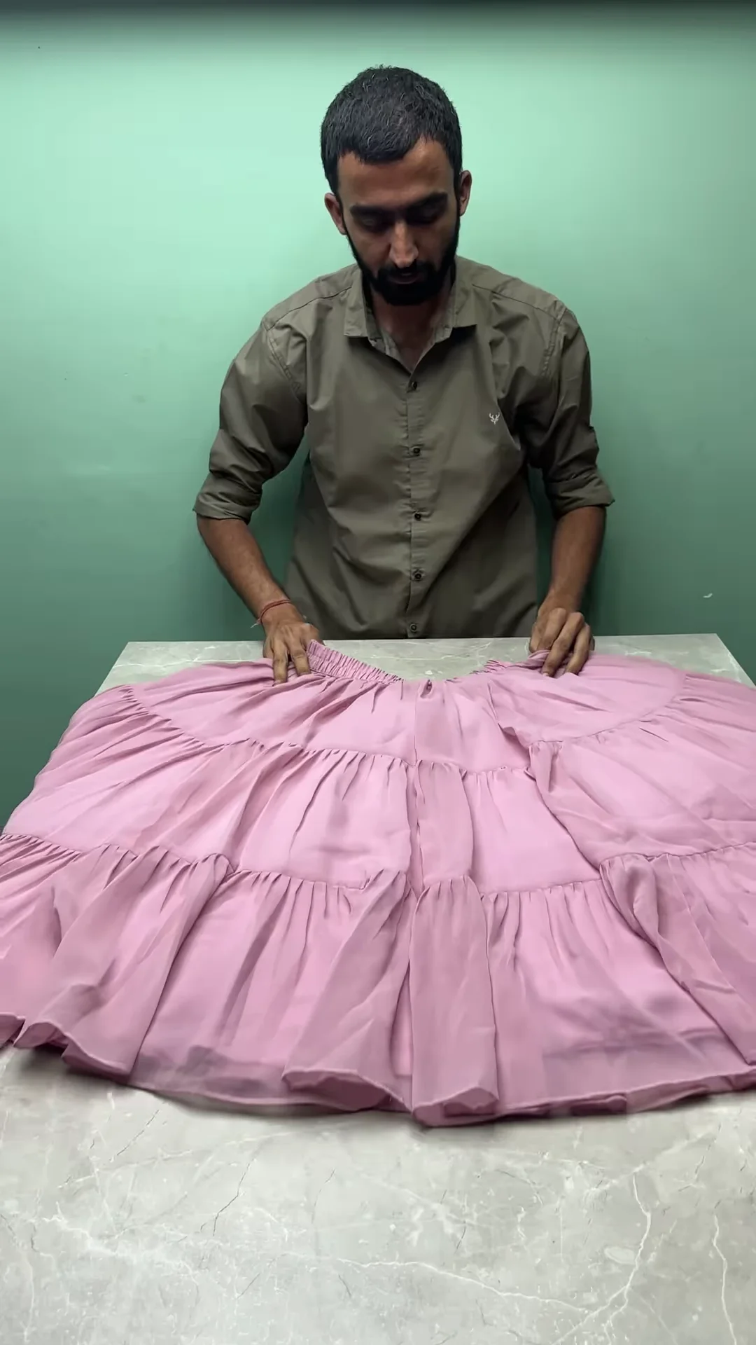 Floral Printed Peplum Top with Flowy Pink Skirt – Elegant & Trendy - Image 3