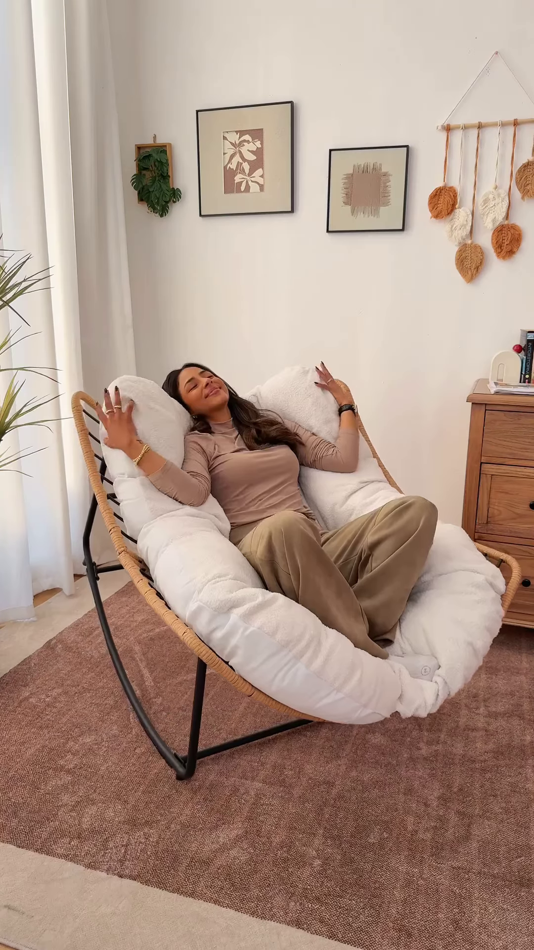 Luxury Papasan Lounge Chair with Ultra-Plush Cushion – Comfy Accent Chair for Living Room, Bedroom, or Reading Nook – Boho Chic Woven Frame with Soft Sherpa-Like Padding - Image 3