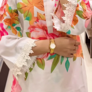 Cream Tulip-Print Kurta Set with Matching Pants – Elegant Floral Ethnicwear for Women