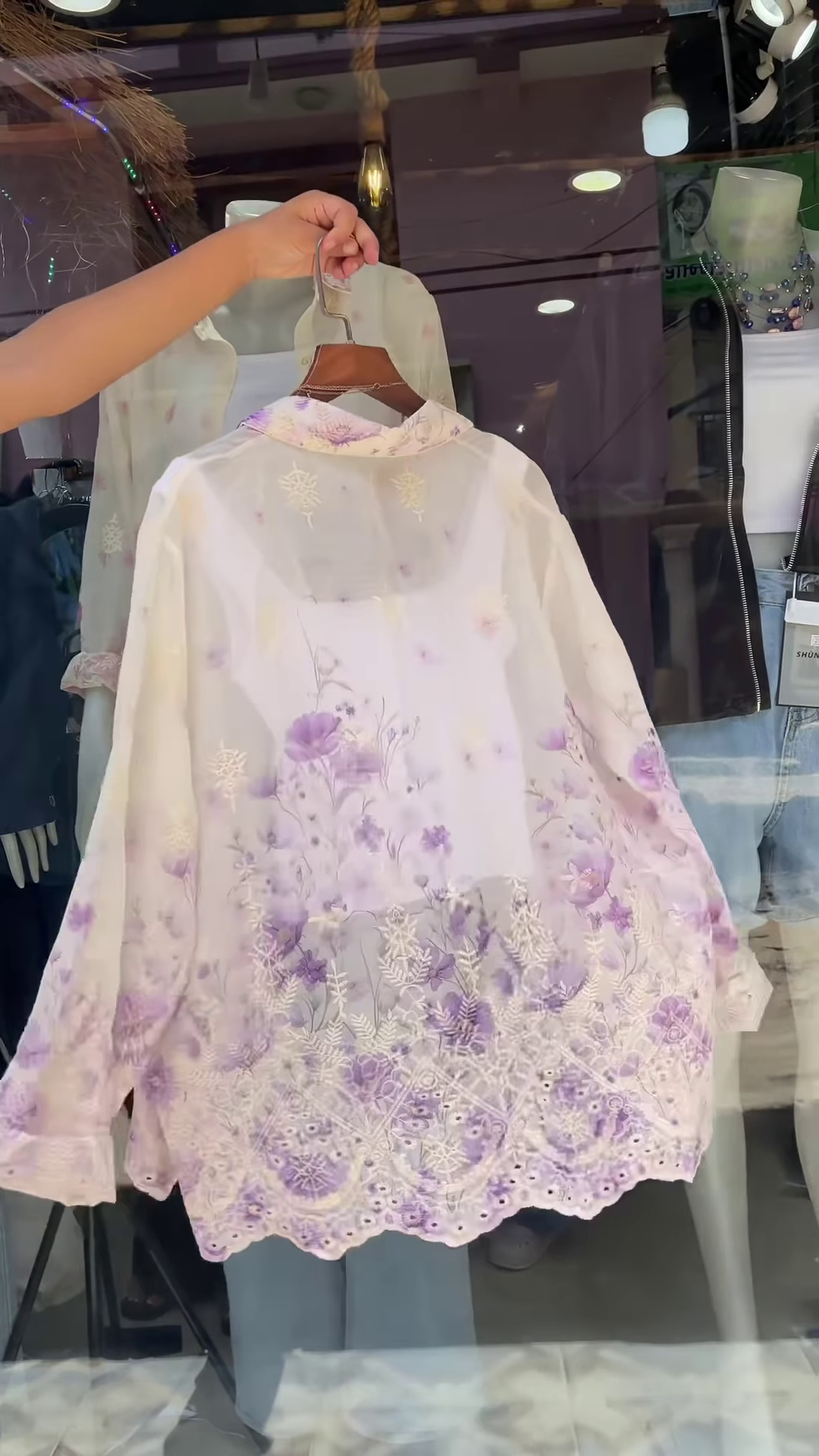 Sheer Floral Lace Blouse in Pink & White β Layered Casualwear for Women - Image 6