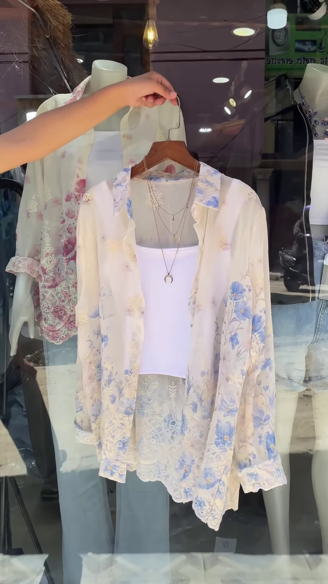 Sheer Floral Lace Blouse in Pink & White β Layered Casualwear for Women - Image 2