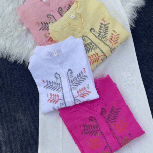 Multicolor Embroidered Shirt Set with Leaf & Geometric Motifs β Casual Ethnic Tops for Women