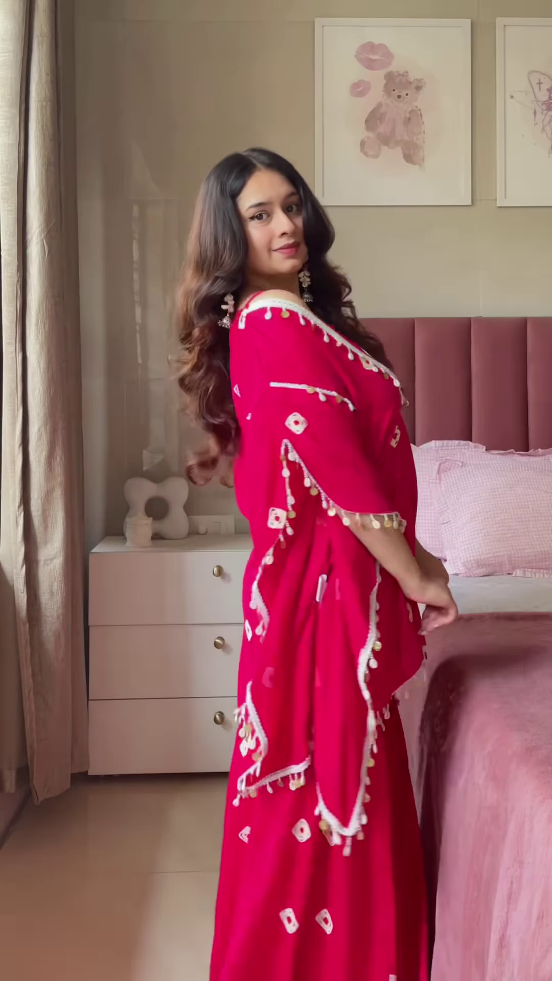 Blue Floral Kurta Set with Pom-Pom Dupatta โ Ethnic Casualwear for Women - Image 6