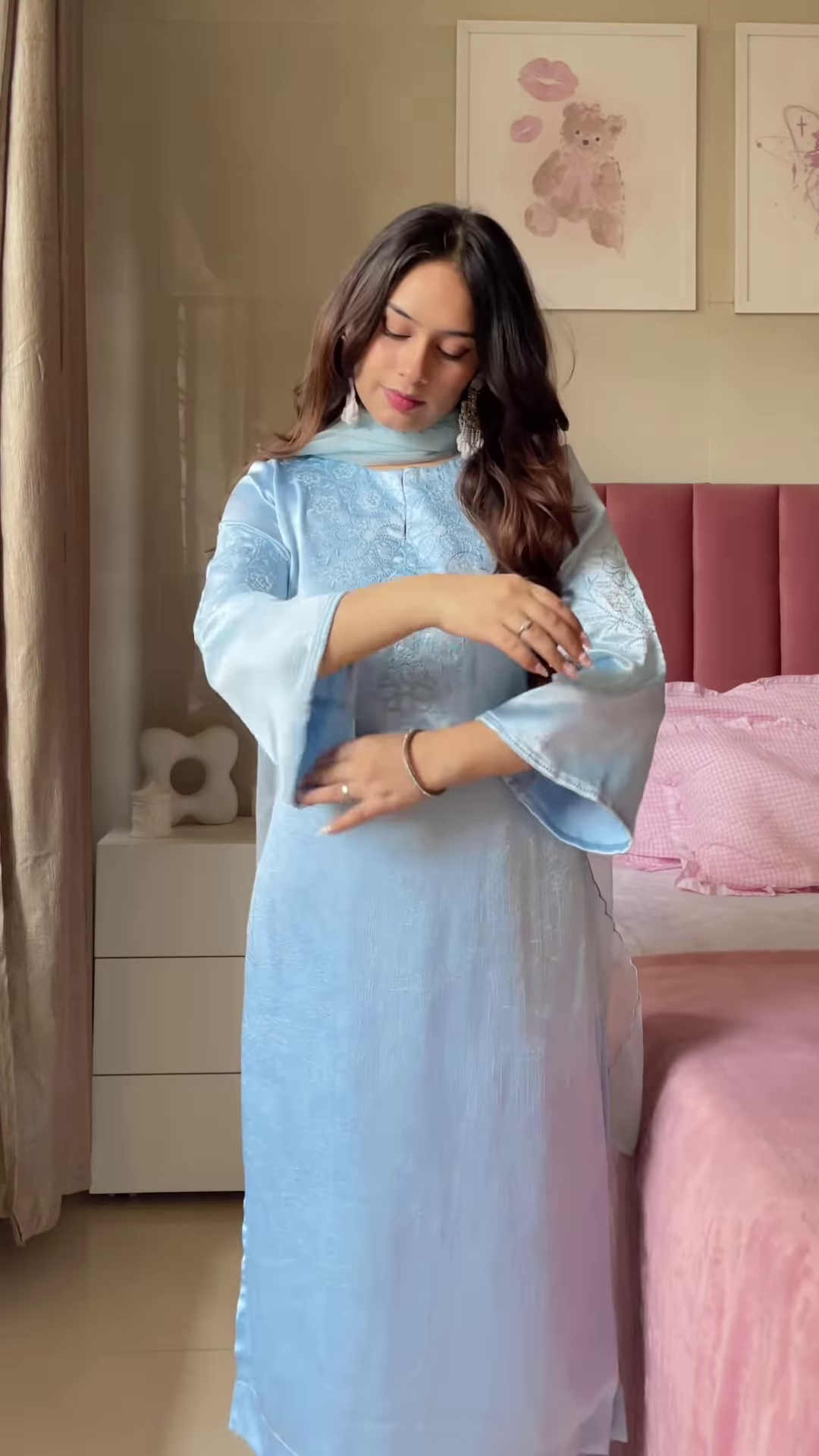 Pink Embroidered Anarkali Dress with Dupatta β Elegant Ethnicwear for Women - Image 3