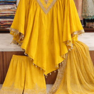 Sunshine Glow Designer Kaftan Suit Set with Sharara & Dupatta
