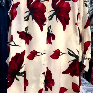 Vintage Floral Black Button-Down Shirt