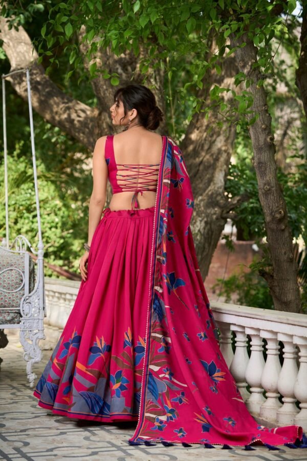 Embrace Elegance: Rani Pink Floral Print Lehenga