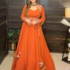 Orange Color Jacket Style Anarkali Suit Set