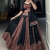 Black Cotton Chaniya Choli Set with Gota Patti and Printed Work Traditional Lehenga