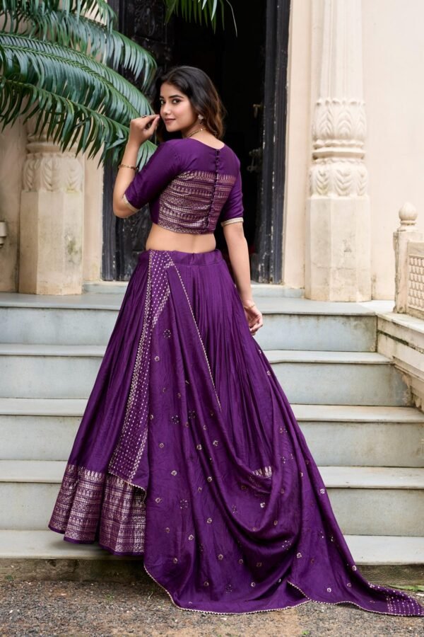 Dark Purple Chanderi Silk Lehenga Choli