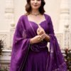 Dark Purple Chanderi Silk Lehenga Choli