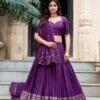Dark Purple Chanderi Silk Lehenga Choli