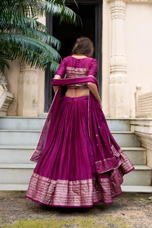 Wine Color Chanderi Lehenga Choli