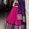 Lovely Pink Chanderi Lehenga with Zari Weaving Work and Bandhej Print Dupatta
