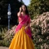 Mustard Color Zari Weaving Work Kanchipuram South Indian Lehenga Choli