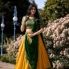 Yellow Color Zari Weaving Work Kanchipuram Haldi Lehenga Choli