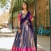 Luxurious Blue Zari South Indian Kanjivaram Lehenga Choli