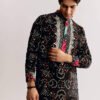 Black Silk Kurta Set with Bandhani Print