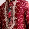 Red Silk Kurta Set With Bandhani Print