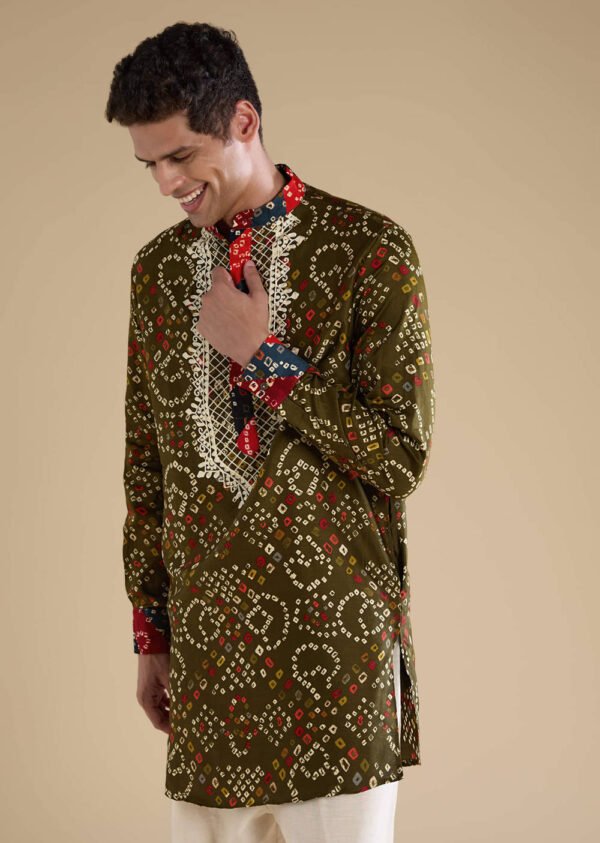 Green Silk Resham Embroidered Mens Kurta Set
