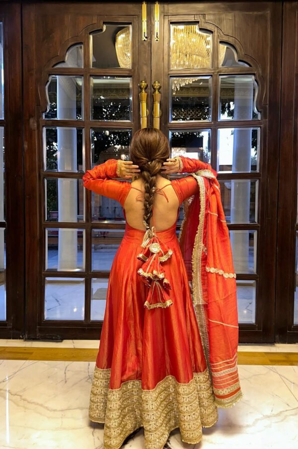 Rust Orange Gotta Work Anarkali Suit Set