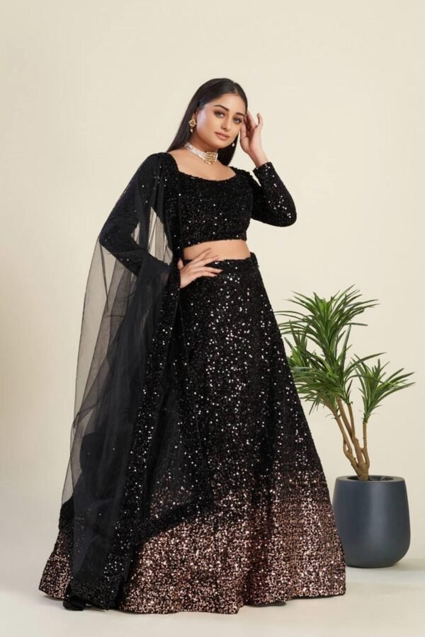 Luxurious Black Velvet Lehenga