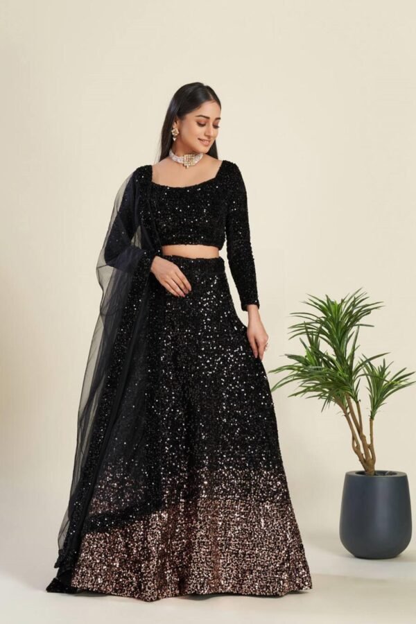 Luxurious Black Velvet Lehenga
