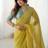 Charming Baby Yellow Sparkle Silk Ready-to-Wear Saree