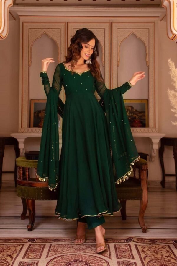 Green Color Georgette Anarkali Suit with Dupatta